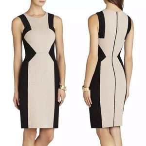 BCBG Color Block Black Tan Sheath Dress (Style: Evelyn)